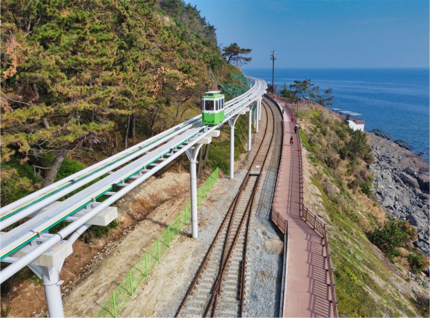 韓國釜山海雲台海岸列車，可一覽釜山美麗海景