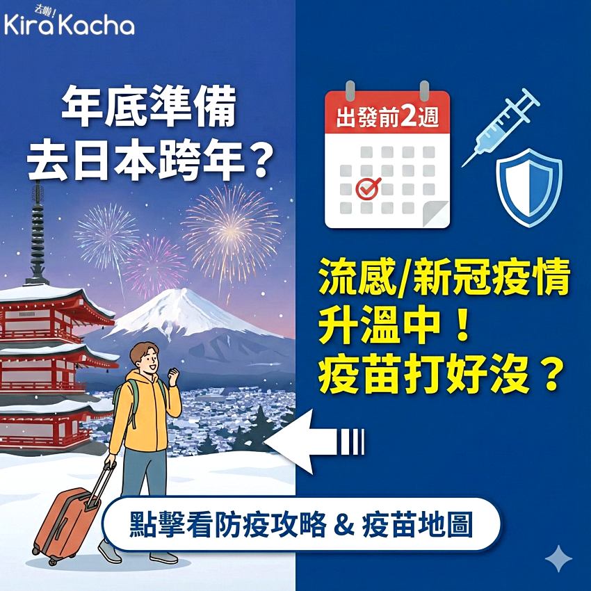 迎接聖誕跨年旅日潮，疾管署示警鄰近國家疫情上升，建議長者與高風險族群出國前2週打滿流感疫苗與新冠疫苗。