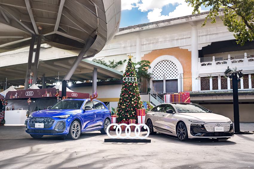 Audi Taiwan 於台北圓山花博公園展出全新 A6 Sportback e-tron 搭配節慶裝飾，呈現德式聖誕氛圍。