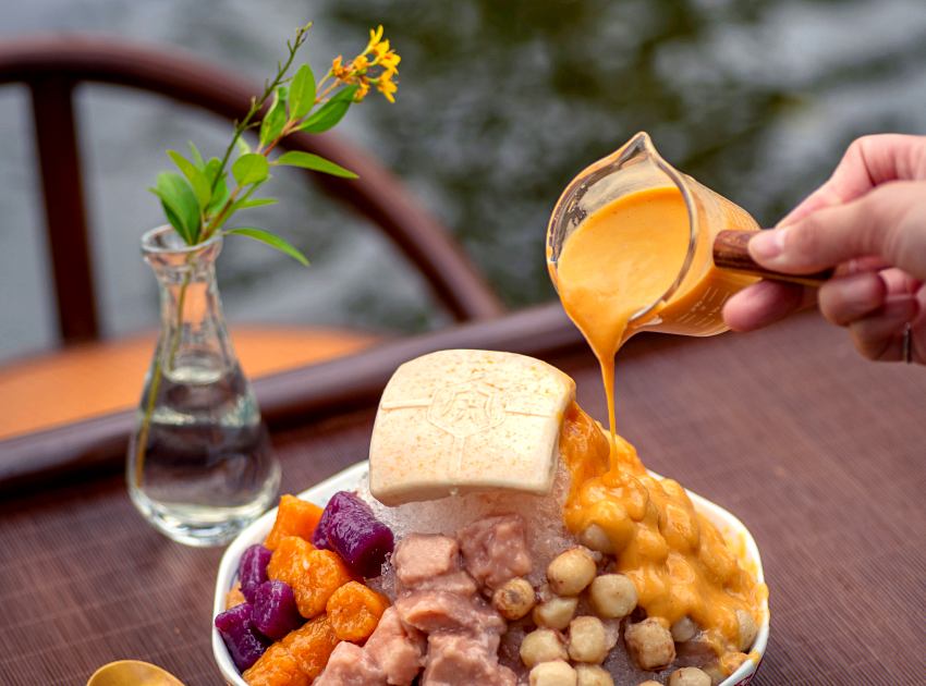 森之院門市限定甜點「誠興號地瓜豆腐冰」,以滑順奶香結合綿密地瓜泥