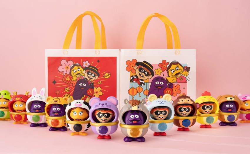 麥當勞推出好朋友新春變裝秀12生肖公仔，分為兩波段販售，經典角色全員到齊。