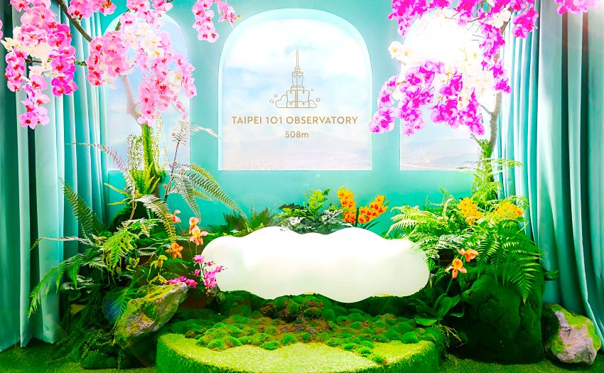 台北101新春年度大展「蕨蘭之美」主視覺,透過流動的視覺語彙展現台灣特有的蕨類與蘭花之美。