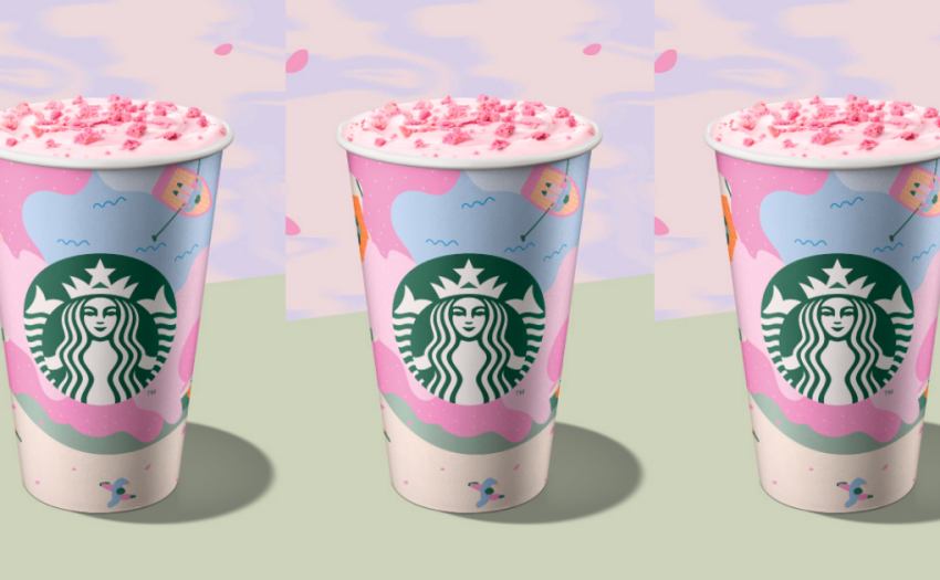 粉紅草莓風味星冰樂與草莓風味抹茶那堤於2月11日夢幻登場 。