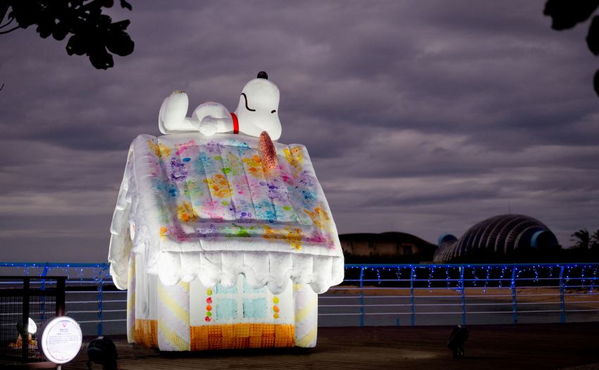 屏東情人節漁港變身甜甜圈世界，史努比與查理布朗陪你過節