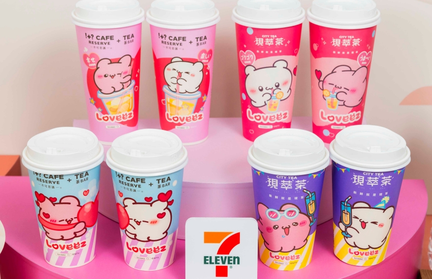 Loveez角色分別出現在CITY TEA與不可思議茶BAR的聯名杯上。圖／統一超商提供